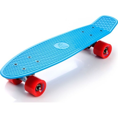 Пластиковый скейтборд - Red/neon blue/silver
