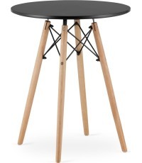 Kavos staliukas modernus skandinaviškas juodas apvalus viršus 60 cm