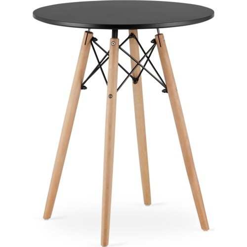 Coffee table modern Scandinavian black round top 60cm