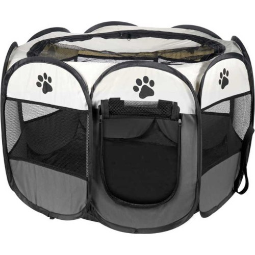 Multipurpose playpen folding cage for dog cat - gray