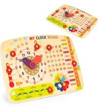 Wooden manipulative board for children calendar clock ECOTOYS