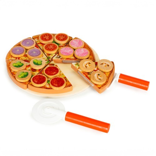 Wooden Velcro pizza cutter for kids 27 pieces