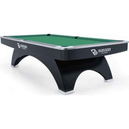Billiard Table, Pool, Rasson Ox, 9 ft., Black, MATCHROOM pocket size, Simonis 760 yellow green