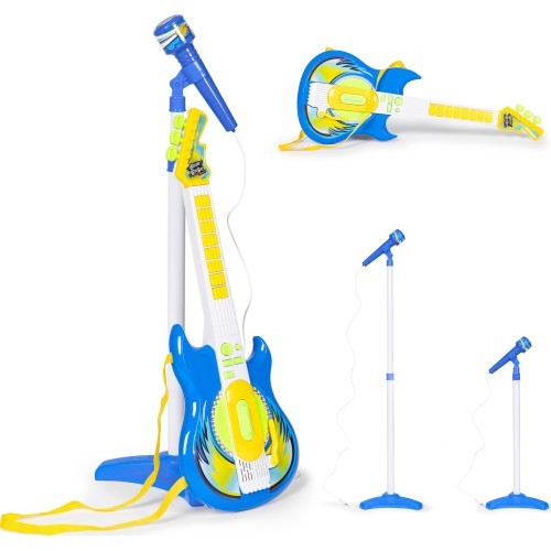 Electric guitar set microphone tripod for kids mp3 - blue