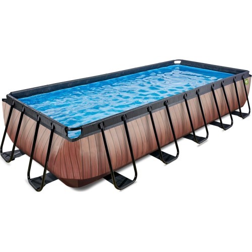 EXIT Wood pool 540x250 cm with sand filter pump - brown Framed pool Rectangular 12600 L