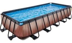 EXIT medinis baseinas 540x250 cm su smėlio filtro siurbliu – rudas