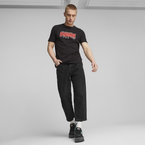 Puma Men's T-Shirt Graphics Puma Wording Black 674475 01