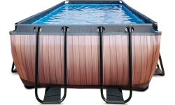 EXIT Wood pool 540x250x122cm with filter pump - brown