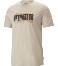 Puma Men's Cotton T-Shirt Graphics Wording Cream 674475 88