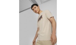 Puma Men's Cotton T-Shirt Graphics Wording Cream 674475 88