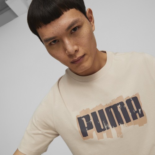 Мужская хлопковая футболка Puma Graphics Wording Cream 674475 88