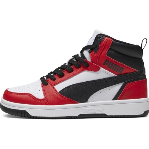 Puma Rebound V6 Mid Jr подростковые кроссовки White Red Black 393831 03