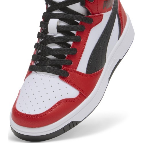 Puma Rebound V6 Mid Jr подростковые кроссовки White Red Black 393831 03