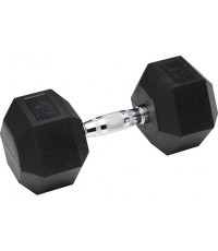 Guma dengtas šešiakampis hantelis Bauer Fitness - 35 kg