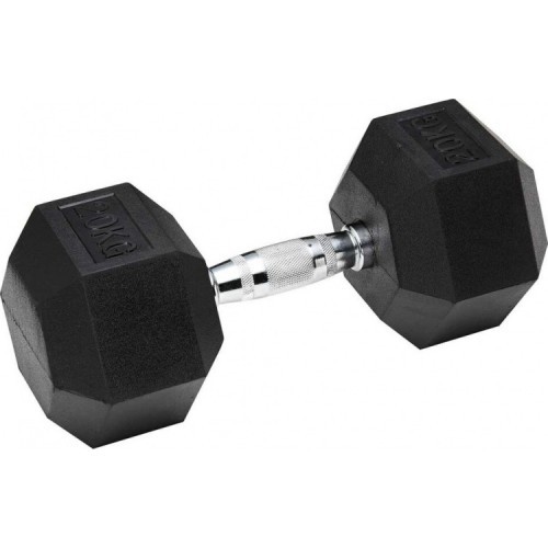 Guma dengtas šešiakampis hantelis Bauer Fitness - 35 kg