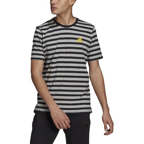 Adidas Stripy SJ Men's T-Shirt Grey Black