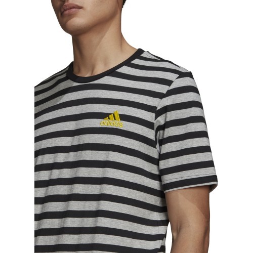 Adidas Stripy SJ Men's T-Shirt Grey Black