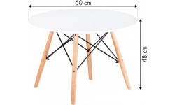 Kavos staliukas, baltas, skersmuo 60 cm