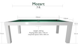 Biliardo stalas Dynamic Mozart – matinis baltas, 7 pėdų