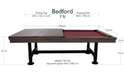 Бильярдный стол Rasson Bedford, пул, серый, 7 футов, сукно Club Cloth жёлто-зелёное