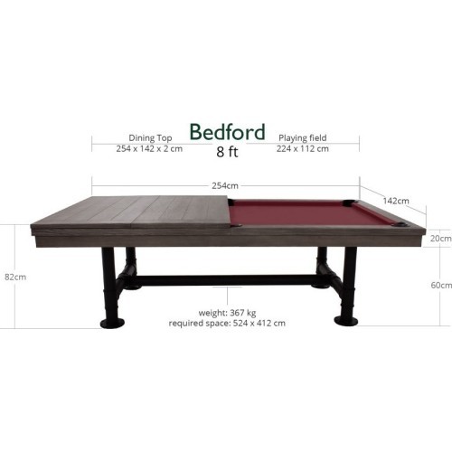 Бильярдный стол Pool Rasson Bedford, серый, 8 ft, сукно Club Cloth жёлто-зелёное