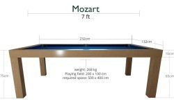 Pool Table / Dining Table, Mozart, 7 ft., oak, Club Cloth yellow green