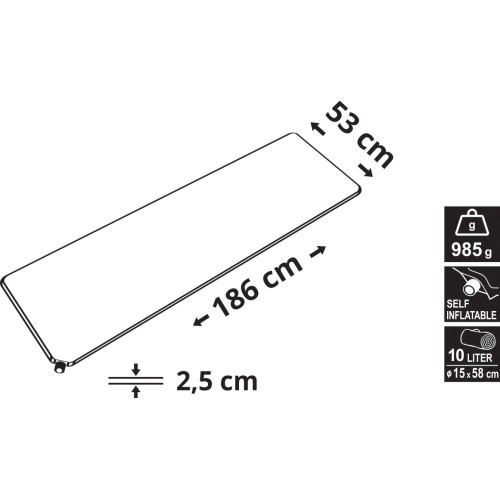 Self-Inflating Mat Cattara - Blue, 186x53x2,5cm