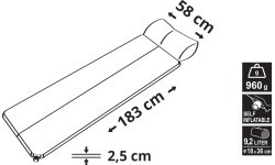 Self-Inflating Mat with Built-In Pillow Cattara 183x58x2,5cm