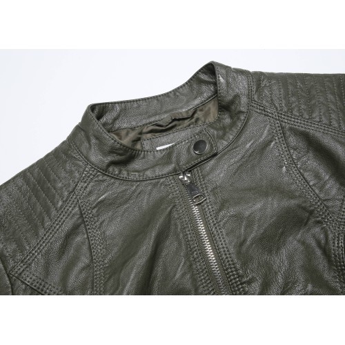Glo Story Women's Faux Leather Jacket Green WPY 2370