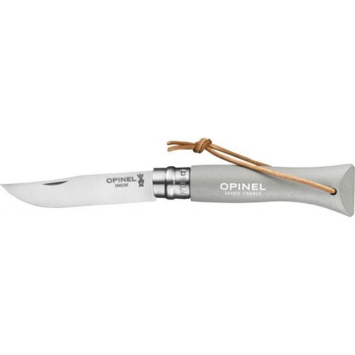Opinel Colorama 06 inox pilkas sulankstomas peilis su virvute