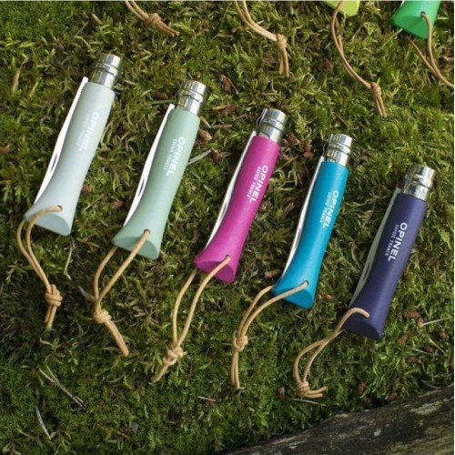 Opinel Colorama 06 inox pilkas sulankstomas peilis su virvute