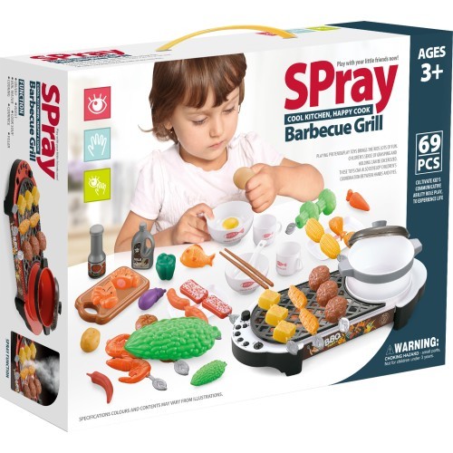 Mini grill ECOTOYS with kitchen accessories for children