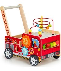Medinis lavinamasis stumdukas su kaladėlėmis Eco Toys Fire Brigade