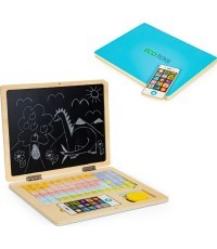 Развивающий магнитный ноутбук с буквами и цифрами Eco Toys, синий