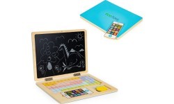 Edukacinis magnetinis nešiojamas kompiuteris su raidėmis ir skaičiais Eco Toys, mėlynas