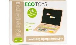 Edukacinis magnetinis nešiojamas kompiuteris su raidėmis ir skaičiais Eco Toys, mėlynas