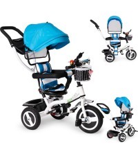 Triratukas su 360° pasukama sėdyne ir sudedamu stogeliu Ecotoys, pilkas