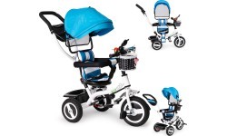 Трёхколёсный велосипед с поворотным сиденьем 360° и складной крышей Ecotoys, серый