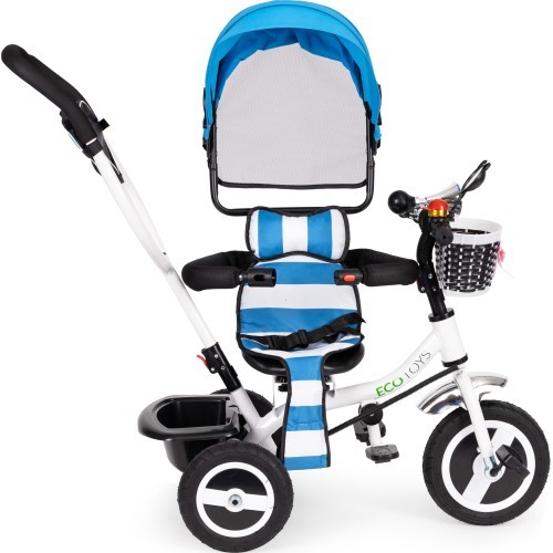 Triratukas su 360° pasukama sėdyne ir sudedamu stogeliu Ecotoys, pilkas