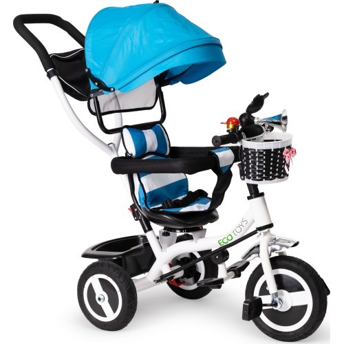Triratukas su 360° pasukama sėdyne ir sudedamu stogeliu Ecotoys, pilkas