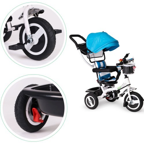 Triratukas su 360° pasukama sėdyne ir sudedamu stogeliu Ecotoys, pilkas