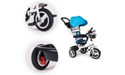 Трёхколёсный велосипед с поворотным сиденьем 360° и складной крышей Ecotoys, серый
