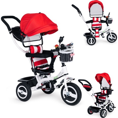 Tricycle swivel canopy red durable rubber wheels ECOTOYS