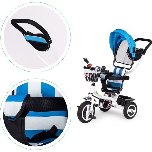 Triratukas su 360° pasukama sėdyne ir sudedamu stogeliu Ecotoys, pilkas