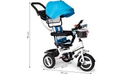 Трёхколёсный велосипед с поворотным сиденьем 360° и складной крышей Ecotoys, серый