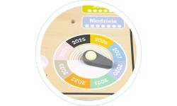 Medinė lenta su laikrodžiu ir kalendoriumi, ekologiškas žaislas