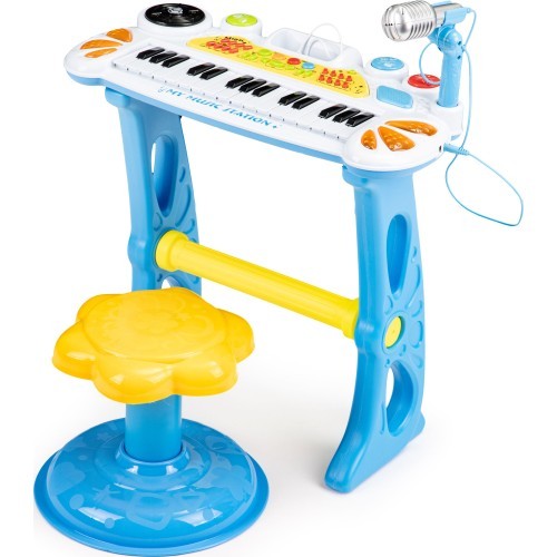 Keyboard piano with microphone EcoToys, blue