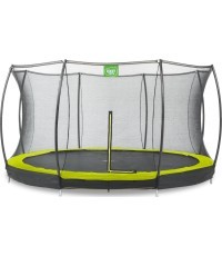 EXIT Silhouette ground trampoline ø366cm with safety net - green Outdoor Round Coil spring Sunken trampoline