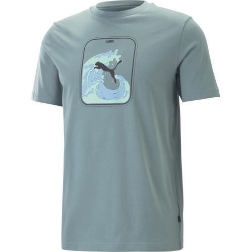 Puma Cotton Men's T-Shirt Graphics Wave Tee Green 674483 84