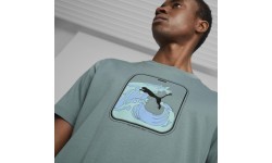 Puma Cotton Men's T-Shirt Graphics Wave Tee Green 674483 84